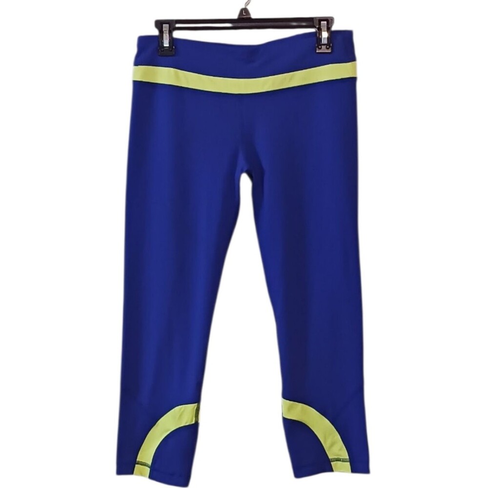 Reflex 90 Degree Electric Blue Performance Leggings with White Logo Women's M